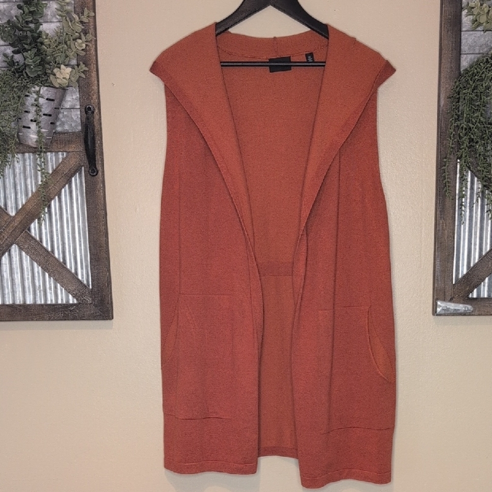 Cyrus Orange Hooded Open Front Cardigan